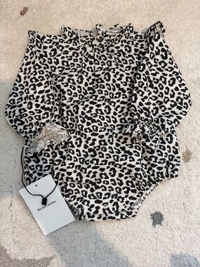 The New Society Black & White Leopard Baby Romper